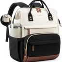 LOVEVOOK Laptop Backpack for Women, 15.6 Inch Work Business Backpacks Purse With Large Capacity, Waterproof Nurse Bag College Bookbag for School, Waterproof Casual Daypack for Travel (Beige-black)