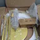 Floor Lamp with Pleated Linen Lampshade, Modern Flower Floor Lamp for Living Room Arc Standing Lamp, Gold Tall Lamp for Bedroom Office Dining Room, Bulb Included (Gold + Flax Color, 66.1IN)