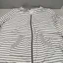 Ekouaer Women Zipper Robe 3/4 Sleeves Loungewear Dress Full Length Sleepwear Pockets Housecoat Nightgown Long Bathrobe (Medium, Grey White Stripe)