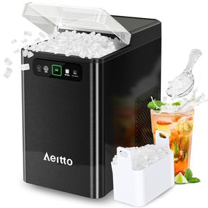 Aeitto 
Nugget Ice Maker 40Lbs/24H, Countertop Soft Chewable Ice Pebble Ice Machine, One-Click Operation, Auto Self-Cleaning Ice Makers with Scoop&Basket for Home, Office, Kitchen, Party (Black)