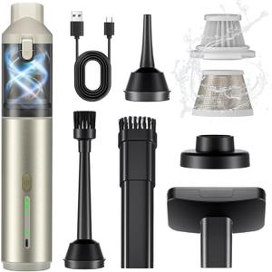 Car Vacuum Portable with 16000Pa Powerful Suction, Handheld Vacuum Cordless Rechargeable Blow & Suction 4 in 1, Small Vacuum Cleaner for Car, Outdoor, Home, Office 