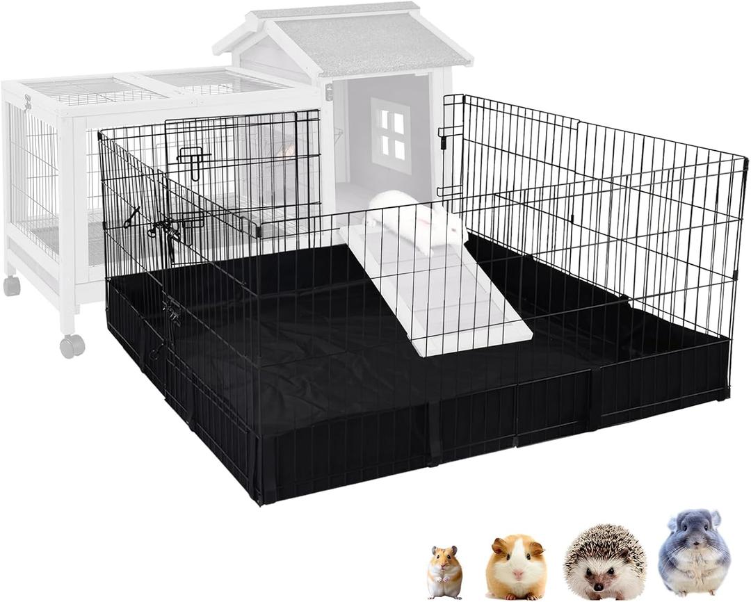 Rabbit Pet Playpen, Bunny Cage with Waterproof Liner, Pet Run Extension for Guinea Pig, Hamster, Chinchillas, Portable Small Animal Cage Fence (Playpen Only)