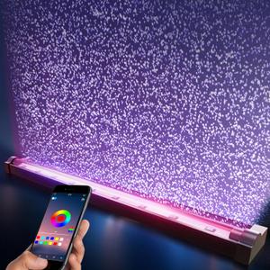 Smart App-Controlled LED Aquarium Light with 16 Million Colors, 12 Dynamic Effects, Fish Tank Light with Nano Air Bubble for Aquarium Bubbler Decorations, Submersible Fish Tank Accessories - 23''