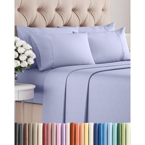Cal King 6 Piece Sheet Set - Comfy Breathable & Cooling - Ultra-Soft Hotel Luxury Bedding Set w/ 8-16 Inch Deep Pockets - 1 Flat & 1 Fitted Sheet & 4 Pillowcases - Wrinkle Free & Easy Care - Lavender