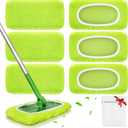 Reusable Mop Pads fit Swiffer Sweeper Mop - Microfiber Wet Pads Refill & Machine Washable Dry Sweeping Cloths for Mopping All Sealed Floors - Hardwood, Laminate, Tile & Stone (Mop is not Included) (6 Pack, Yellow-green)