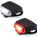 Schwinn LED Quick Wrap Bike Lights Set, Battery Powered Front Headlight and Rear/Back Tail Lights, Tool-Free Stretch-and-Hook Strap, 40 Lumen COB Wrap Light Set, Black