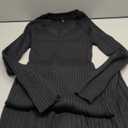 Arach&Cloz 2025 Spring Womens V Neck Long Sleeve Fishtail Sweater Dress Ribbed Knit Slim Fit Bodycon Midi Dress (Medium, Black)