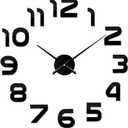 3D Wall Clock Large Mirror Clocks Stickers Living Room Accessories Decorative House On The for Living Room Office(Black,47in 100-120cm)