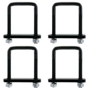 4 Pack Square U-Bolt for Trailer- Fits 3.0 Inch Wide Leaf Springs, Galvanized Steel Clamp Set, Secure Fit for Truck, Boat and Trailers, Black