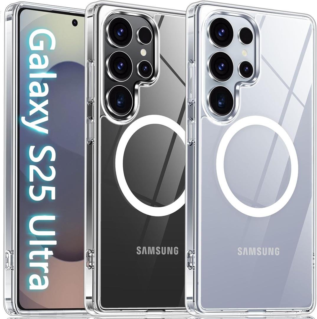 Oterkin Magnetic for Samsung Galaxy S25 Ultra Case Clear [Compatible with MagSafe][Anti-Yellowing][Built-in 4 Airbags][Military Grade Protection][Shockproof Slim] S25 Ultra Phone Case (Clear)