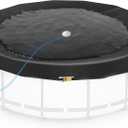 18FT Round Pool Cover for Above Ground Pools, Thickened 420D Pool Covers with Automatic Drain, Winter Pool Cover with Ratchet Buckle, Tear Resistant & Quick Installation