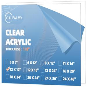 CALPALMY (2-Pack) 12 x 12 Clear Acrylic Sheet Plexiglass 1/8 Thick; Use for Craft Projects, Signs, Display Cases and More; Cut with Cricut, Engraver, Saw or Hand Tools No Knives