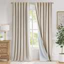 Lazzzy Beige Blackout Velvet Curtains 96 Inches Long Thermal Insulated Room Darkening Lined Curtain Drapes Luxury Back Tab Window Treatments for Bedroom Living Room 2 Panels, 52 x 96 Inch, Cream