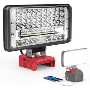 Ecarke LED Work Light Compatible with Milwaukee 18V Battery, 7'' 145W Cordless Work Lights 14500 Lumens of Brightness Battery Light with Low Voltage Protection & TypeC & USBA Charger Port