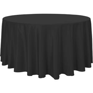 sancua Round Tablecloth - 108 Inch - Water Resistant Spill Proof Washable Polyester Table Cloth Decorative Fabric Table Cover for Dining Tables, Buffet Parties and Camping, Black