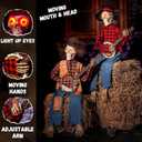 Halloween Animatronics Banjo Skeletons Duo Decorations, Animated Skull with Sound Activated Funny Voice Light Up Eyes, Playing Musical Plug-in Powered Halloween Prop Decor for Indoor Outdoor Yard Lawn