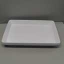 4-Pack Plastic 16" x 11" Large White Serving Trays Set - Reusable Serving Platters for Cookie, Appetizer, Charcuterie, Snack, Dessert, Party Food Display - Stackable Kitchen CounterTop Tray, BPA Free