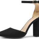 DREAM PAIRS Women's Coco High Heels Chunky Block Pumps Pointed Closed Toe Ankle Strap Dress Shoes, Size 7