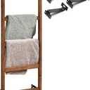 FUIN Wall Mounted 57in Wooden Blanket Ladder Living Room Decorative Farmhouse Quilt Display Holder Rustic Wood Towel Rack for Bathroom