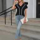 BMJL Womens Blouses Dressy Casual Short Sleeve Shirts Work Business Outfit Trendy Summer Tops (Black, XL)