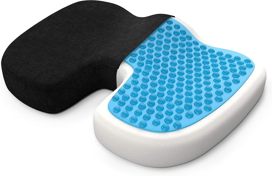 Seat Cushion for Office Chair  Memory Foam Chair Cushion for Tailbone Pain & Sciatica Relief  Ergonomic Office Seat Cushion for Back Pain  Desk Chair Pillow for Sitting Comfort & Pressure Relief (Standard Orthopedic Cushion, Black)