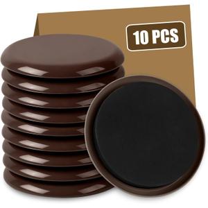 10PCS Furniture Sliders, 3 1/2" Furniture Sliders for Hardwood Floors, Reusable for Carpet, Heavy Duty Furniture Movers Sliders, Carpet, Floor Protectors (Brown)