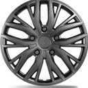 15 Inch Gunmetal Gray Sporty 10-Spoke Design Universal Wheel Covers Hubcaps for Steel Wheels, Set of 4, Patented Adjustable Snap-On Design, Tool-Free Install