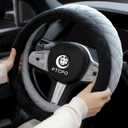 Soft Car Steering Wheel Cover for Sedan, SUV, Warm Luxury Velvet, Odorless, Universal, Anti Slip, Summer Winter, Black, Standard Size[14" 1/2-15"](37-38cm)