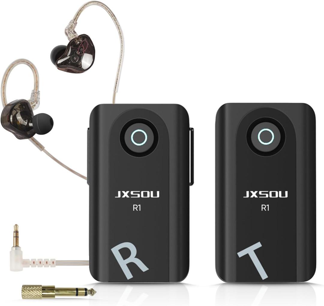 Wireless in-Ear Monitoring System, R1 5.8GHz Stereo Audio transmitting for Recording Studio, Band Performance, Live Broadcast (One Transmitter + One Receiver)