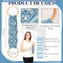 Tioncy 4 Pcs Kitchen Dish Towel Holder Gifts for Mother Boho Handmade Crochet Hanging Towels Loop Ring Knit Towel Hanger for Cabinet House Oven Stove Door, 4 Colors(Blue)