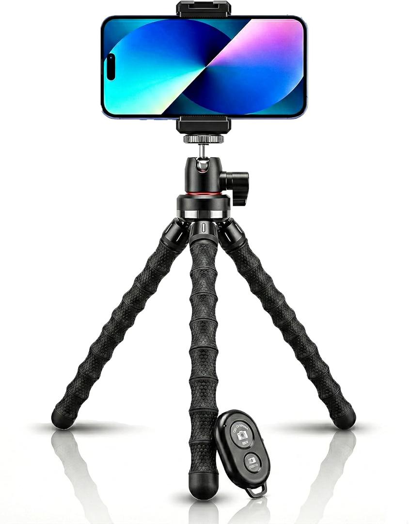 KobraTech Mini Tripod for iPhone & Android | Flexible Phone Tripod with Bluetooth Remote Shutter | Portable Phone Holder for Travel, Vlogging, Desk & Gym