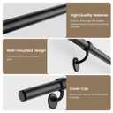 Stair Railing Indoor 5 Feet Hand Rails for Indoor/Outdoor Steps 1.5" Round Porch Railing Wall Mount Aluminum Hand Rails for Indoor Stairs Industrial Staircase Handrails