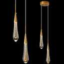 LMQNINE Kitchen Light Fixtures Ceiling Dimmable LED Modern Gold Pendant Light Mini Teardrop Crystal Pendant Light for Kitchen Island Bedroom Hallway Entryway (5Light)