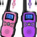 Wishouse Walkie Talkies for Kids Rechargeable with USB Charger 6000mAh Battery,Outdoor Camping Games with Flashlight Lanyard,Toys for Girls,Halloween Xmas Birthday Gift for Children 2 Pack Pink Purple