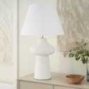 loudcrest White Ceramic Table Lamp for Bedside Table, Living Room, Dining Room, Buffet, Entryway