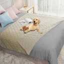Ameritex Waterproof Dog Bed Cover Pet Blanket for Furniture Bed Couch Sofa Reversible (52x82 Inch (Pack of 1), Beige+khaki)