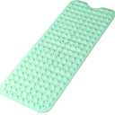 Bathtub and Shower Mats, Extra Long Non-Slip Bath Mat 39 x 16 Inch, Machine Washable Bath Tub Mat with Suction Cups & Drain Holes for Bathroom, Green