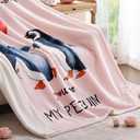 JANZAA My Penguin Love Blanket - Pink Throw Wedding Anniversary Blanket for Men Women Boyfriend Couple - Romantic I Love You Gifts for Him/Her Birthday, Wedding, Valentines, Mothers Day 50'' x 60''