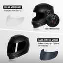 TRIANGLE Kids Motorcycle Helmets Youth Full Face Helmet DOT Approved | Dual Visors (Clear & Tinted) with Adjustable Chin Strap for Teens, Lightweight Youth Street Bike Sport Helmet, Matte Black, Small 