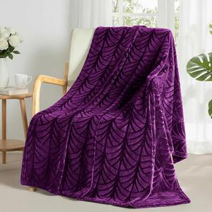 Whale Flotilla Flannel Fleece Throw Blanket for Couch, Soft Fluffy Velvet Sofa Blanket, Decorative Vintage Pattern, Cozy Warm Lightweight for Spring Summer, 50x60 Inch, Purple