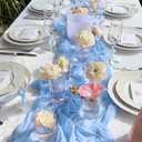 10 Pack Light Blue Cheesecloth Table Runner 17x108 Inch Semi Sheer Boho Gauze Cheese Cloth Table Runners, for Wedding Bridal Shower Birthday Party Home Decor Garden Farmhouse