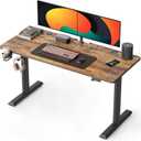 FEZIBO Height Adjustable Electric Standing Desk, 55 x 24 Inches Stand up Table, Sit Stand Home Office Desk with Splice Board, Rusticbrown