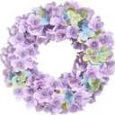 16in Purple Hydrangea Wreath, Spring Summer Door Reef 2Color Hydrangea Wreath Spring Wreath for Front Door Indoor