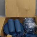 Dinnerware Sets for 8, Wheat Straw Bowls and Plates Set, Microwave and Dishwasher Safe Dish Sets 32 PCS, Unbreakable & Lightweight Camping Plates Cups and Bowls Set for Kitchen - Blue