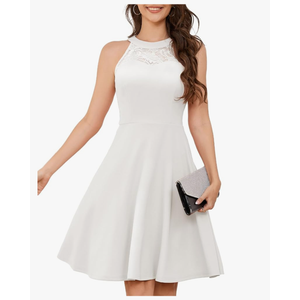 Bbonlinedress Women Cocktail Prom Wedding Dress Halter Lace Evening Party Short Vintage Homecoming Dress, Size XS