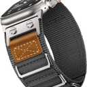 Suitisbest Rugged Bands Compatible for Apple Watch Ultra Band 49mm 46mm 45mm 44mm 42mm(Series 3), 3 Ring Military Nylon Sport Durable Matel Strap for Women Men iWatch Ultra 10 9 8 7 6 5 4 3 SE (Mountain/Grey)