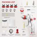 HVLP Gravity Fed Air Spray Gun with 1.4/1.7/2.0/2.5 mm Nozzles and 650ML Disposable Paint Cups, Automotive Spray Paint Gun for Refinishing and Home Wall Finishing Applications (RED)