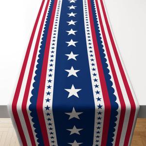 OHOME 4th of July Decorations - Patriotic USA Stars Table Runner for Home | Memorial Day Decorations - 250th Anniversary Fourth of July Accessories Decor Party Supplies Indoor Outdoor