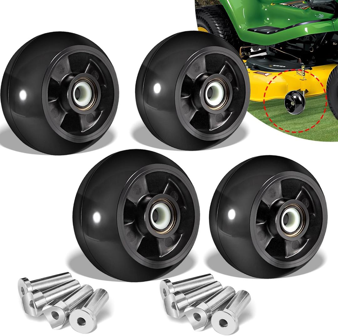 4 Pack AM125172 Plastic Deck Gauge Wheel Kit for John Deere 48", 54", 60", 62, 72" Deck Lawn Tractor Mowers Wheel Kit, AM124706, 210-300