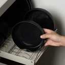 MissYIP Melamine Dinnerware Sets 12pcs, Service for 4, Unbreakable Reusable Kitchen Dinnerware Set, Outdoor Camping Dishes, BAP free, Dishwasher Safe,Not oven-safe or microwavable(Black)